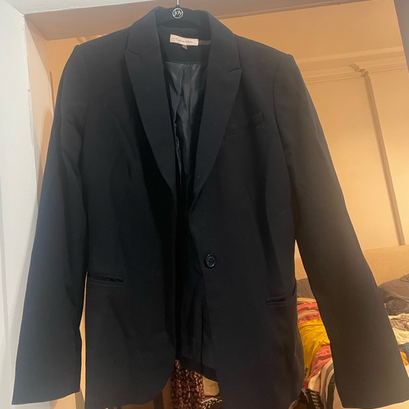 Navy Calvin Klein 8P Petite Blazer - Picture 4 of 11